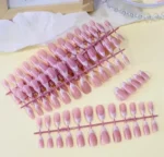 French Gel Nail Tips - French Tip Nails Coffee Medium Almond Fake Nails for Nail Art With Glue Stickers Nail File - Image 4