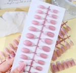 French Gel Nail Tips - French Tip Nails Coffee Medium Almond Fake Nails for Nail Art With Glue Stickers Nail File - Image 3